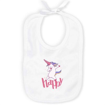 Bavoir bébé avec une licorne heureuse - Bavoir en coton bio pour le confort de bébé