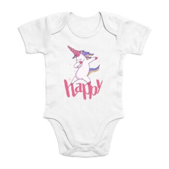 Body Bébé licorne heureuse - Bavoir en coton bio pour le confort de bébé