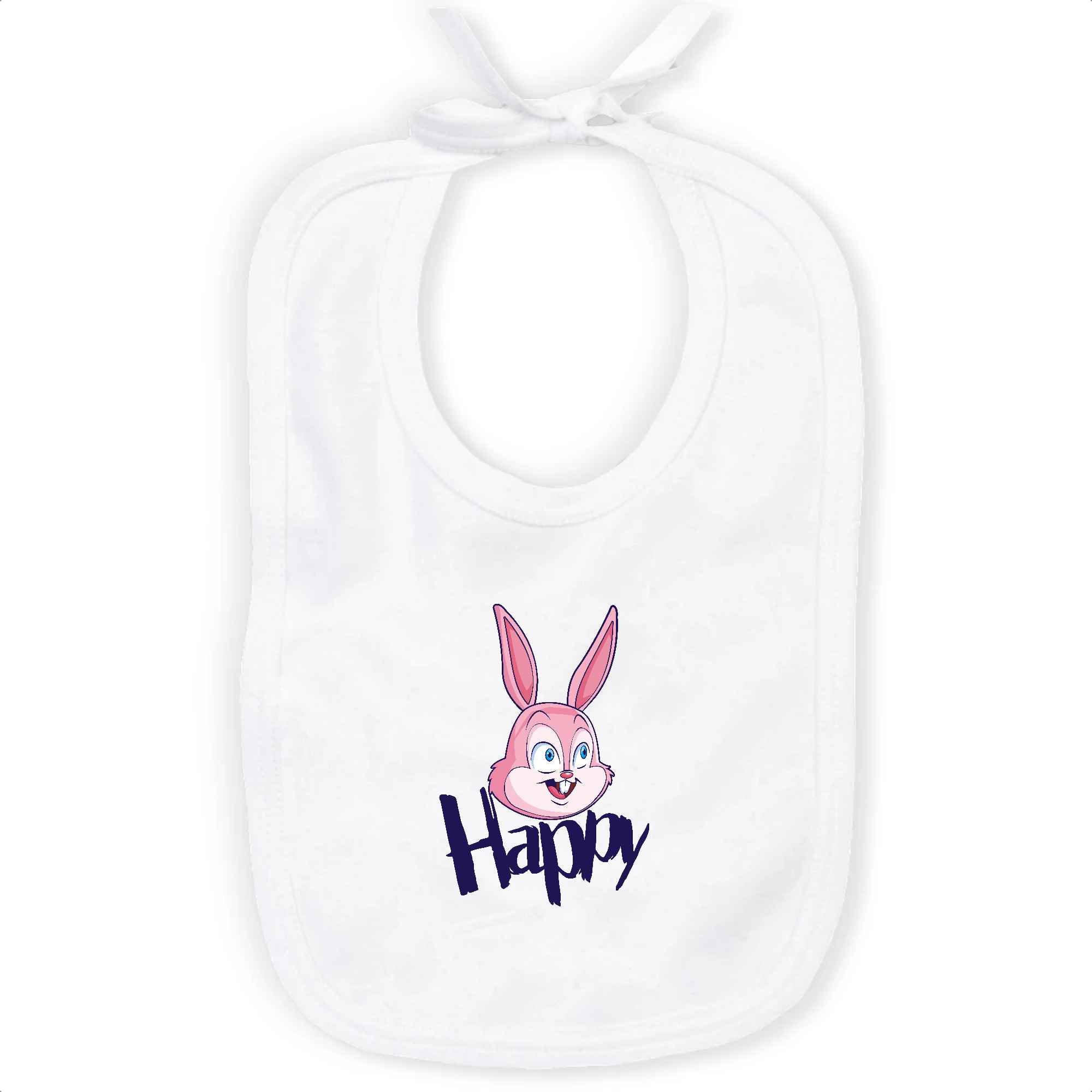 Bavoir HAPPY et lapin heureux - collection bébé en coton bio