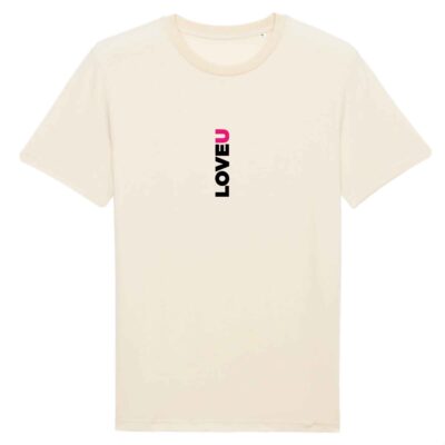 T-shirt unisexe couleur naturelle LOVE YOU - Collection Saint-valentin