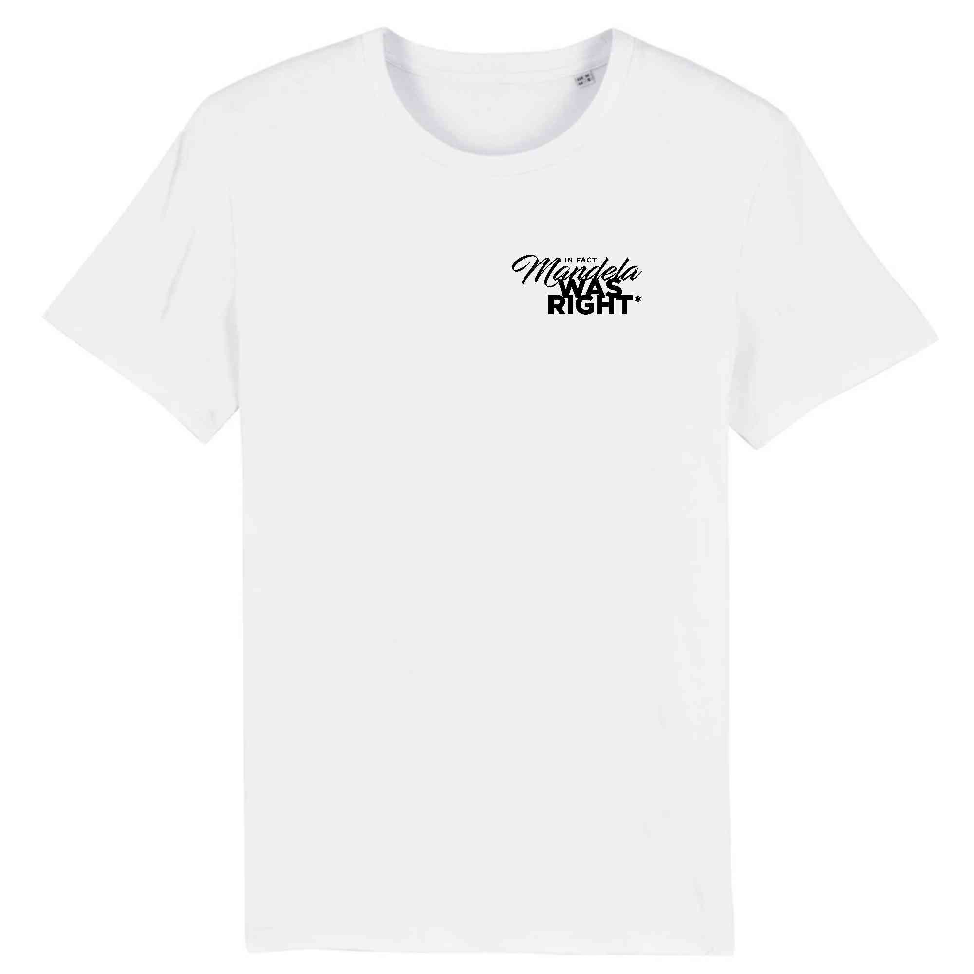 T-shirt blanc et noir en coton bio Mandella WAS RIGHT - Collection Tshirt inspirant
