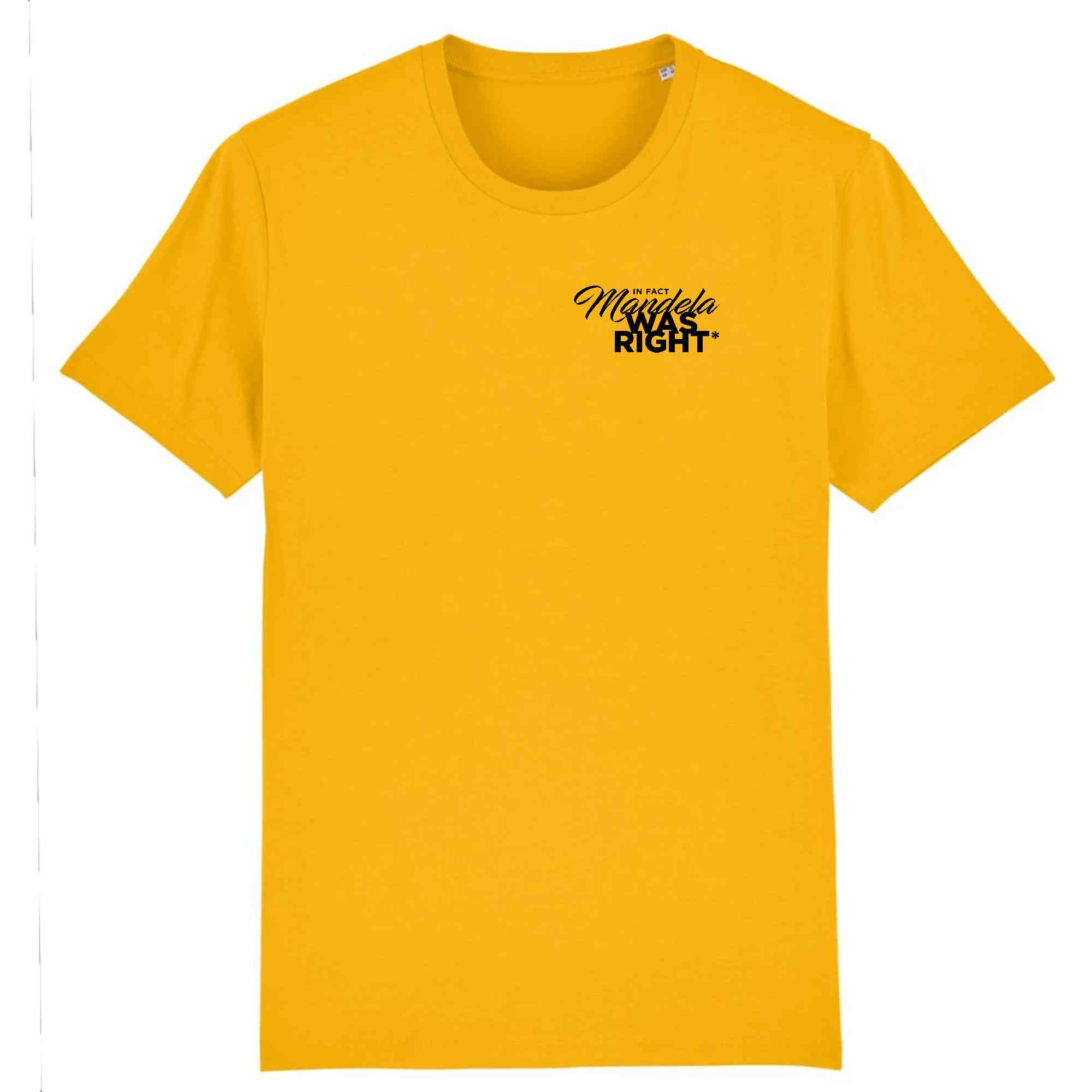 T-shirt jaune et noir en coton bio Mandella WAS RIGHT - Collection Tshirt inspirant