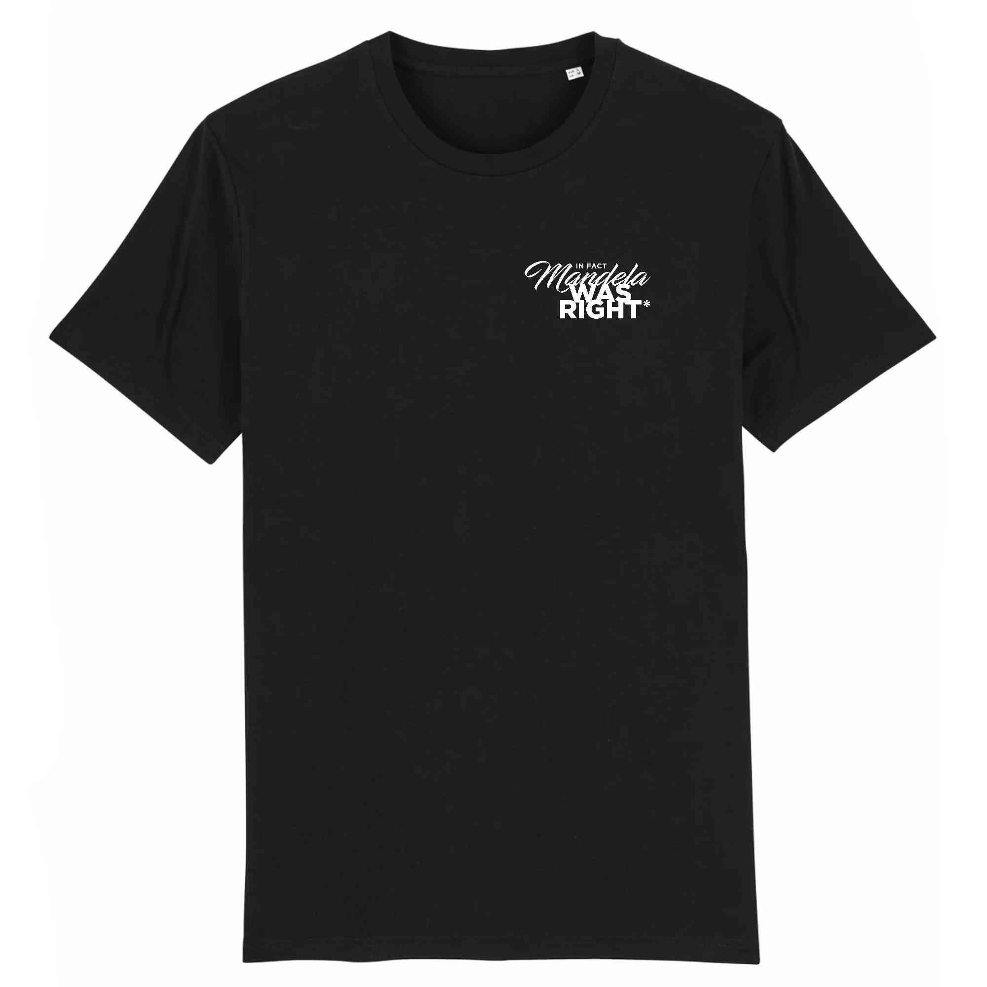 T-shirt noir et blanc en coton bio Mandella WAS RIGHT - Collection Tshirt inspirant