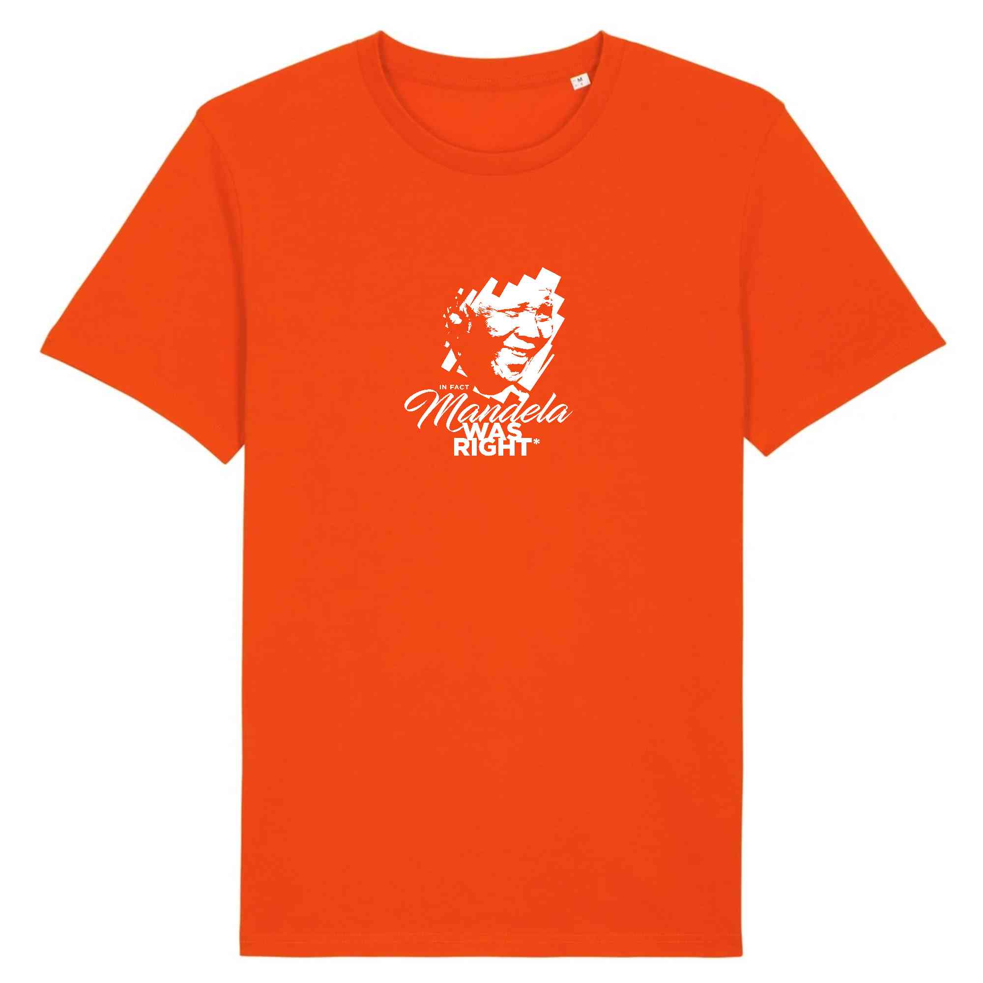 T-shirt orange et blanc Mandella WAS RIGHT - Colection inspiration - Mandella avait raison