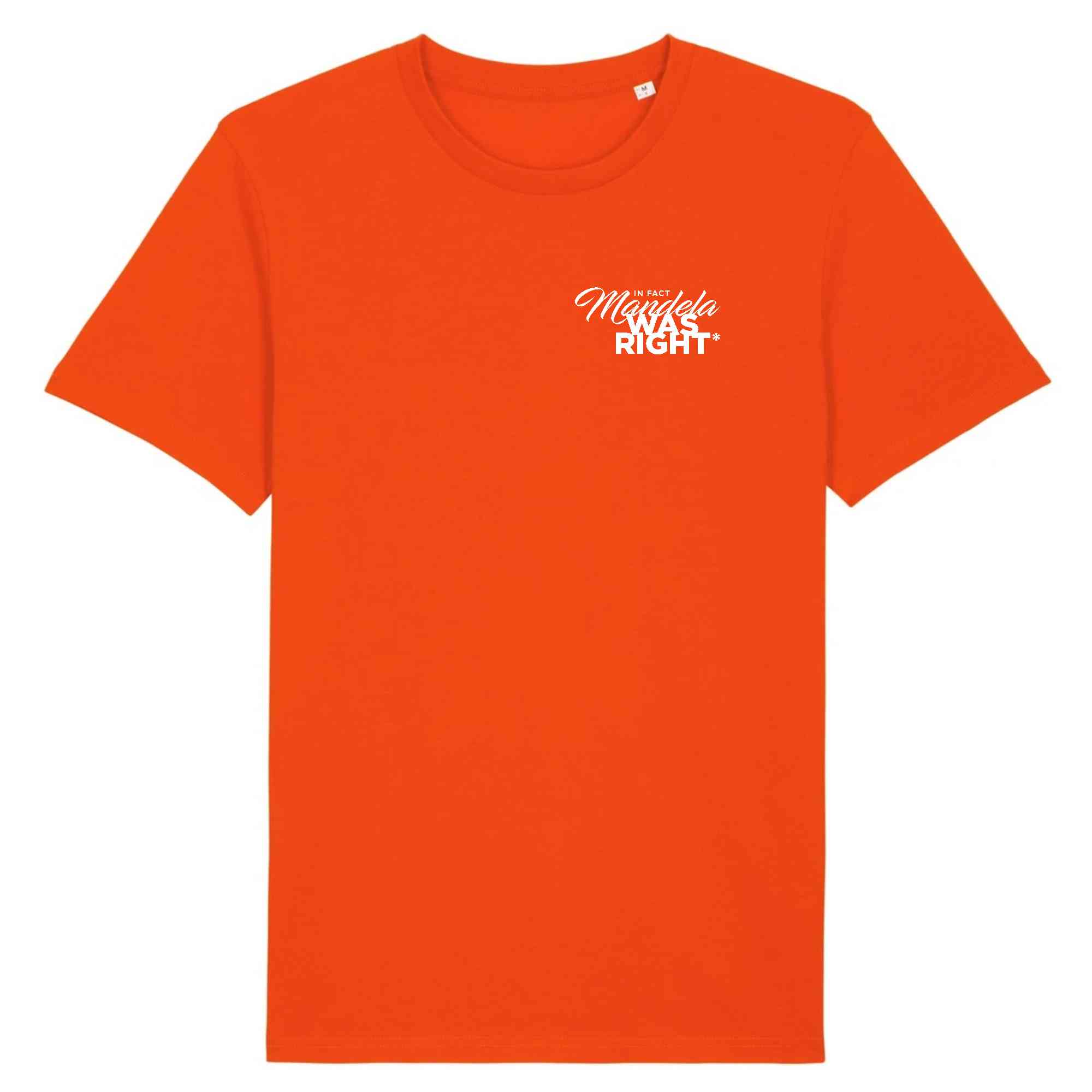 T-shirt orange et blanc en coton bio Mandella WAS RIGHT - Collection Tshirt inspirant