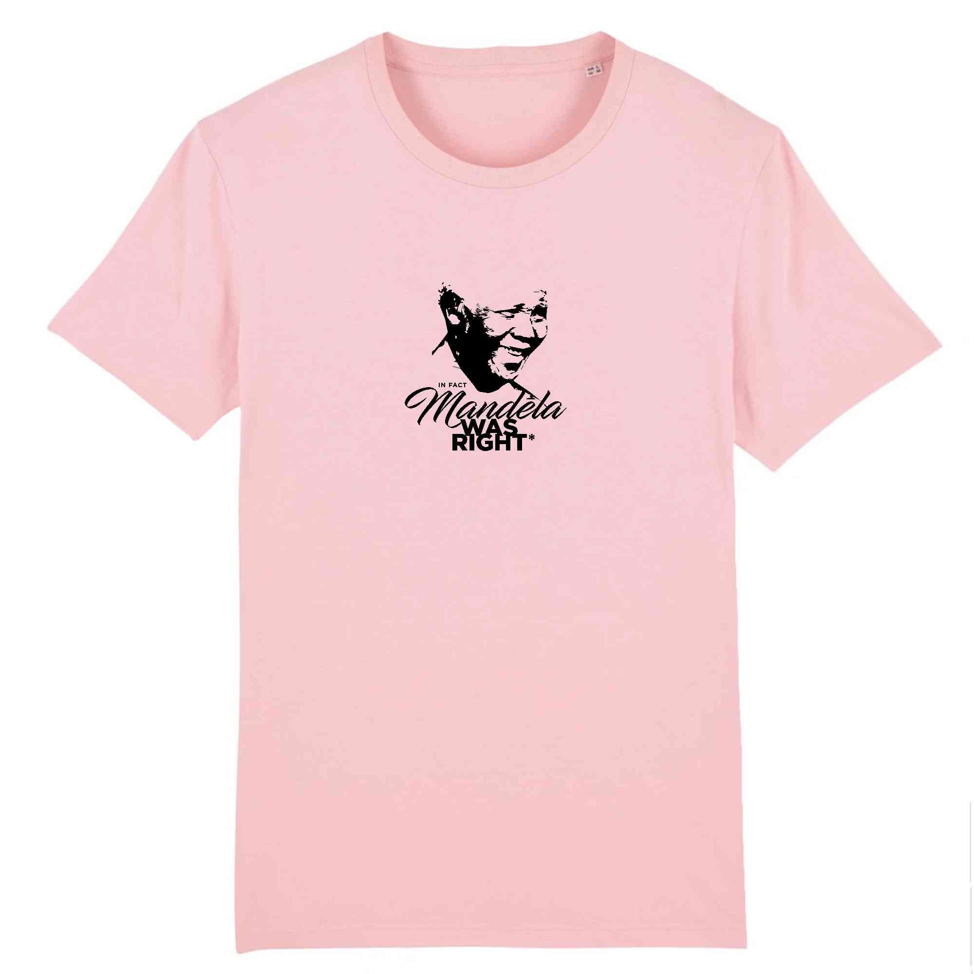 T-shirt rose et blanc Mandella WAS RIGHT - Colection inspiration - Mandella avait raison