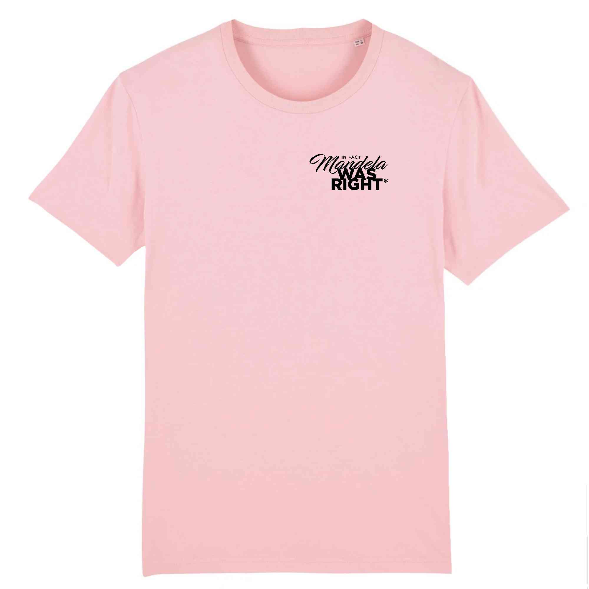 T-shirt rose et noir en coton bio Mandella WAS RIGHT - Collection Tshirt inspirant