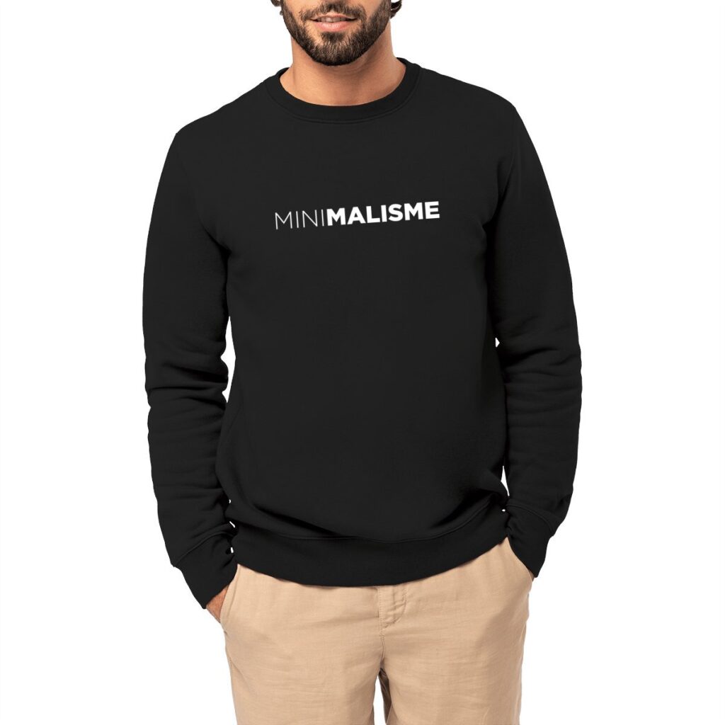 Sweatshirt noir à col rond imprimé MINIMALISTE - tendance mode sportwear pour 2024